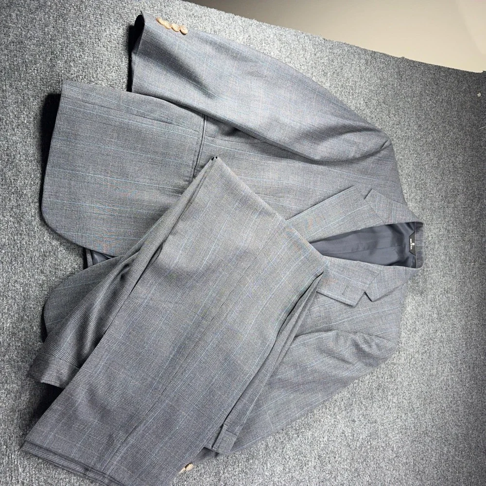Mens Polo University Ralph Lauren Grey Plaid 2 Piece Suit Blazer Trousers USA